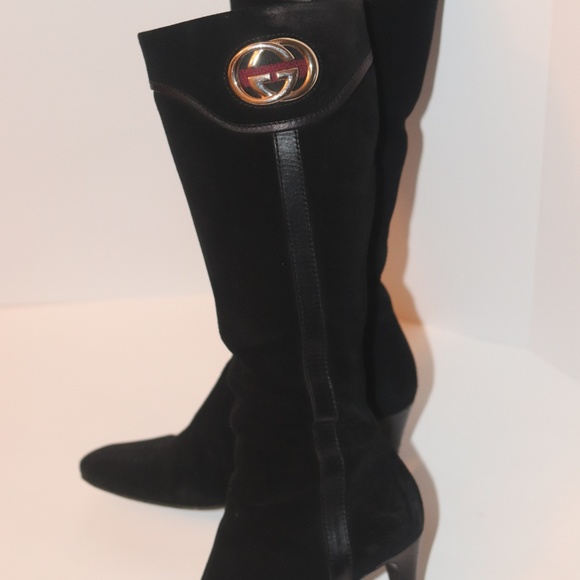 Gucci Mid Length Knee-High Boots with Stripe - Picture 8 of 8